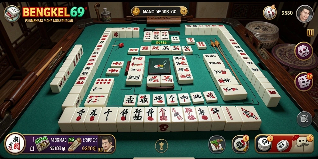Screenshot utama BENGKEL69 menampilkan gameplay seru Mahjong.