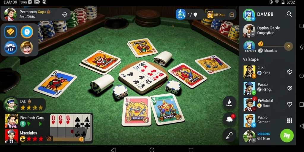Screenshot utama DAM88 menampilkan gameplay Gaple yang seru dan interaktif.