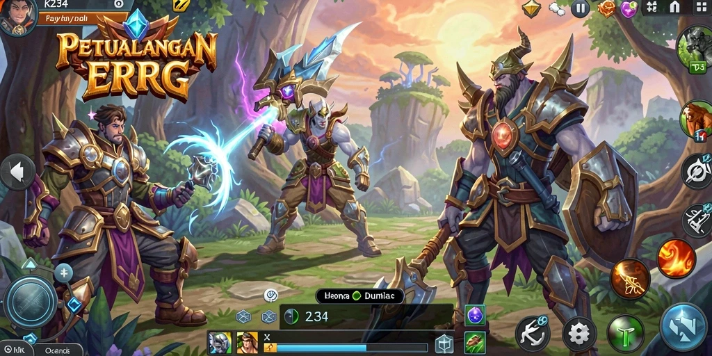 Menampilkan aksi seru dalam pertempuran RPG K234 yang menegangkan.