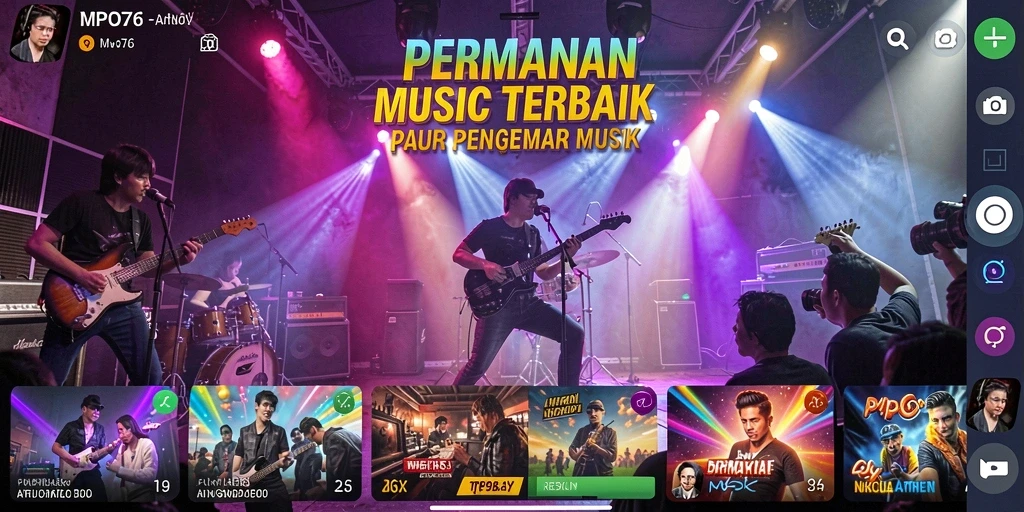 Screenshot MPO76 menampilkan gameplay menarik dengan berbagai lagu musik.