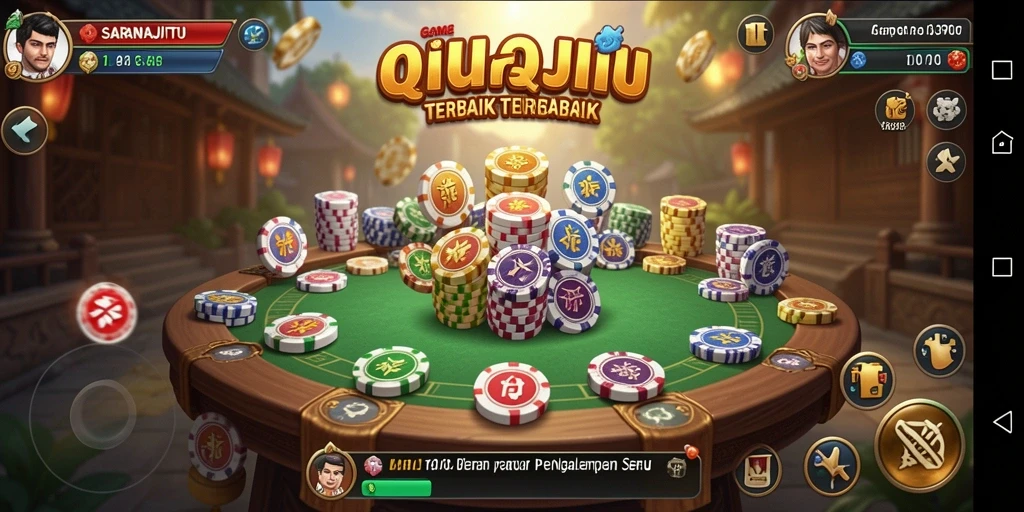 Tampilan gameplay seru di SARANAJITU yang menampilkan kartu QiuQiu.